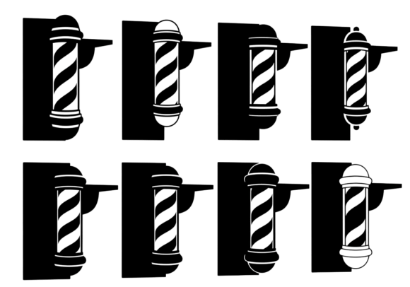 Barber Pole Vector Icons Set: A Timeless Design Asset