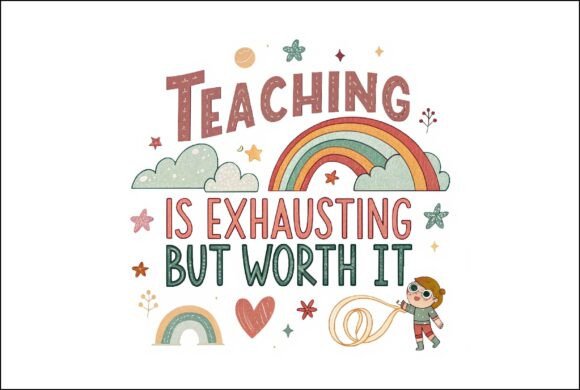 Teaching is Exhausting Teacher PNG: Creative Design Asset