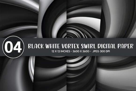 The Allure of Black White Vortex Swirl Digital Paper